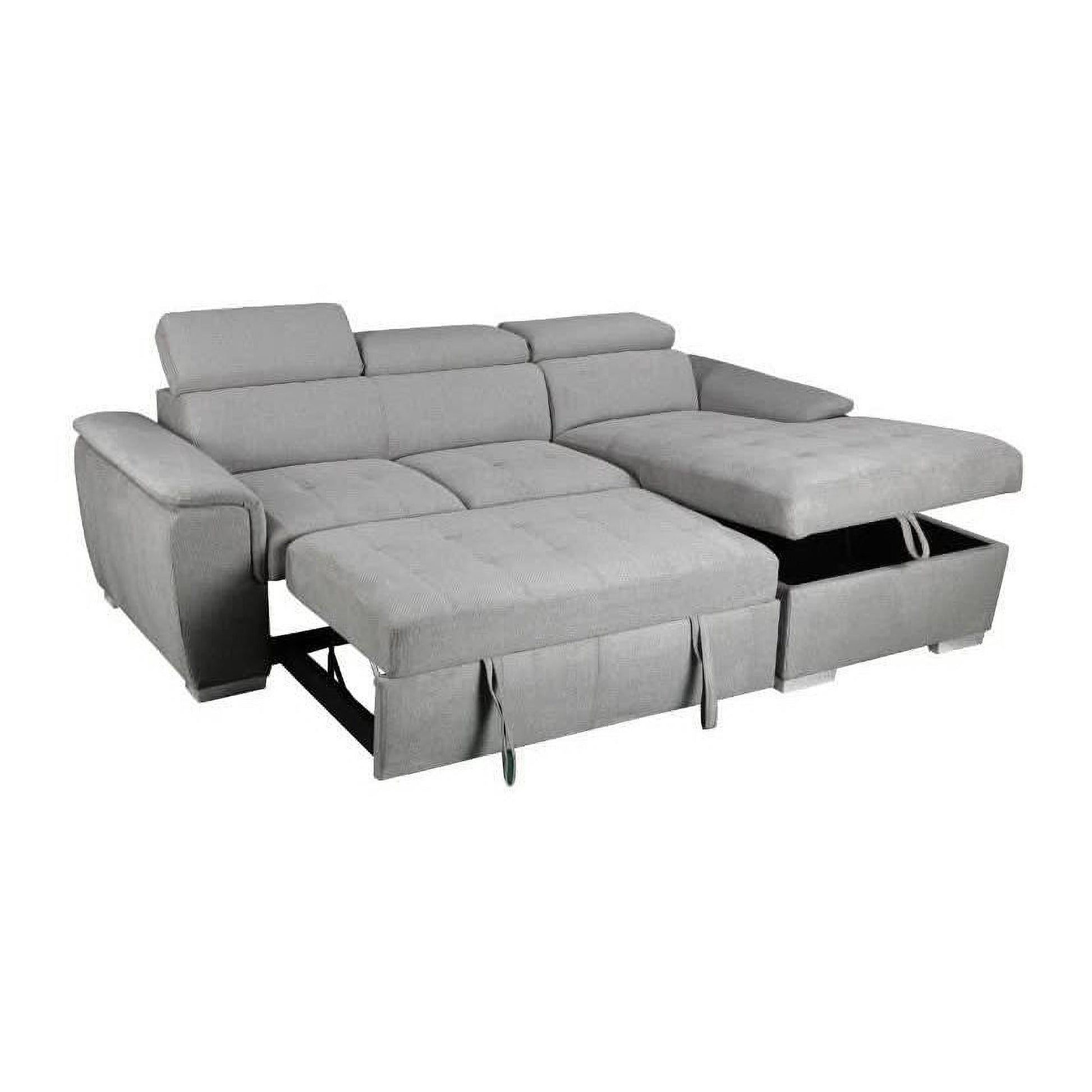 Sutton Fabric 2-Seater Sofa with Single Bed, right hand facing chaise, Light Grey angle