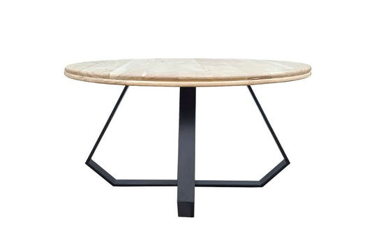 ARNIK ACACIA WOOD ROUND COFFEE TABLE OCCASIONALTABLE NATURAL /BLACK - MyChocolateWood