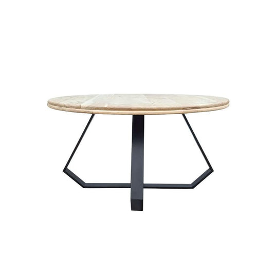 ARNIK ACACIA WOOD ROUND COFFEE TABLE OCCASIONALTABLE NATURAL /BLACK - MyChocolateWood