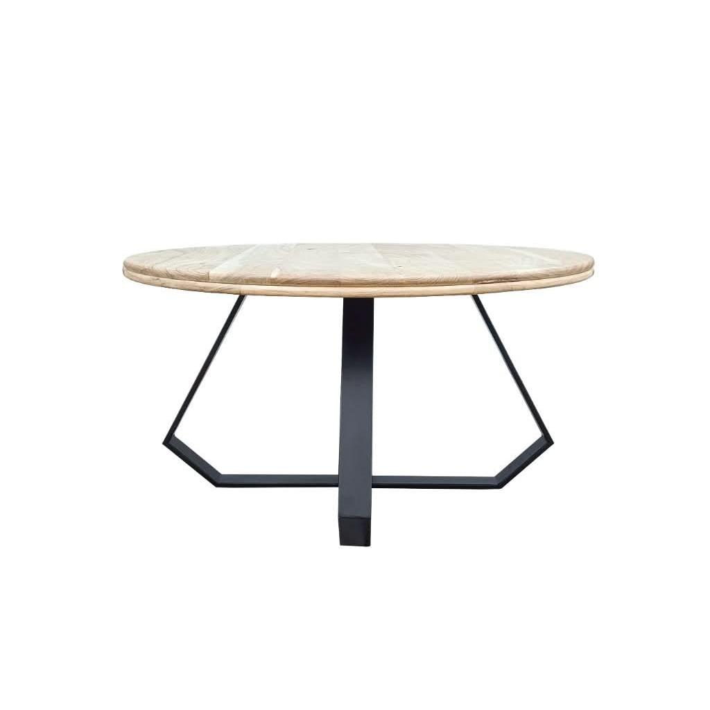 ARNIK ACACIA WOOD ROUND COFFEE TABLE  OCCASIONALTABLE NATURAL /BLACK - MyChocolateWood