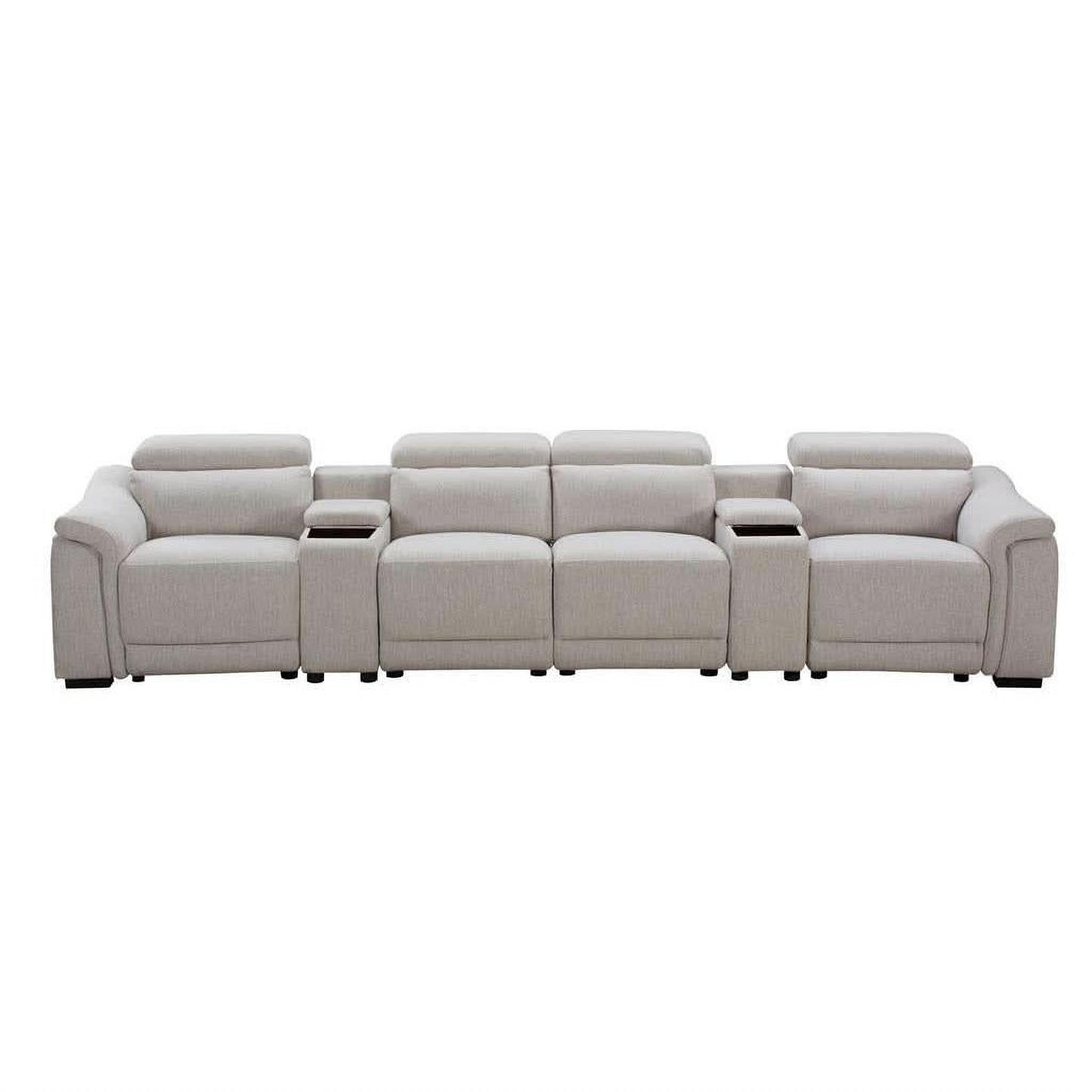 Galleria 4-Seater Home Theatre Sofa in Light Grey - Chocolate Wood