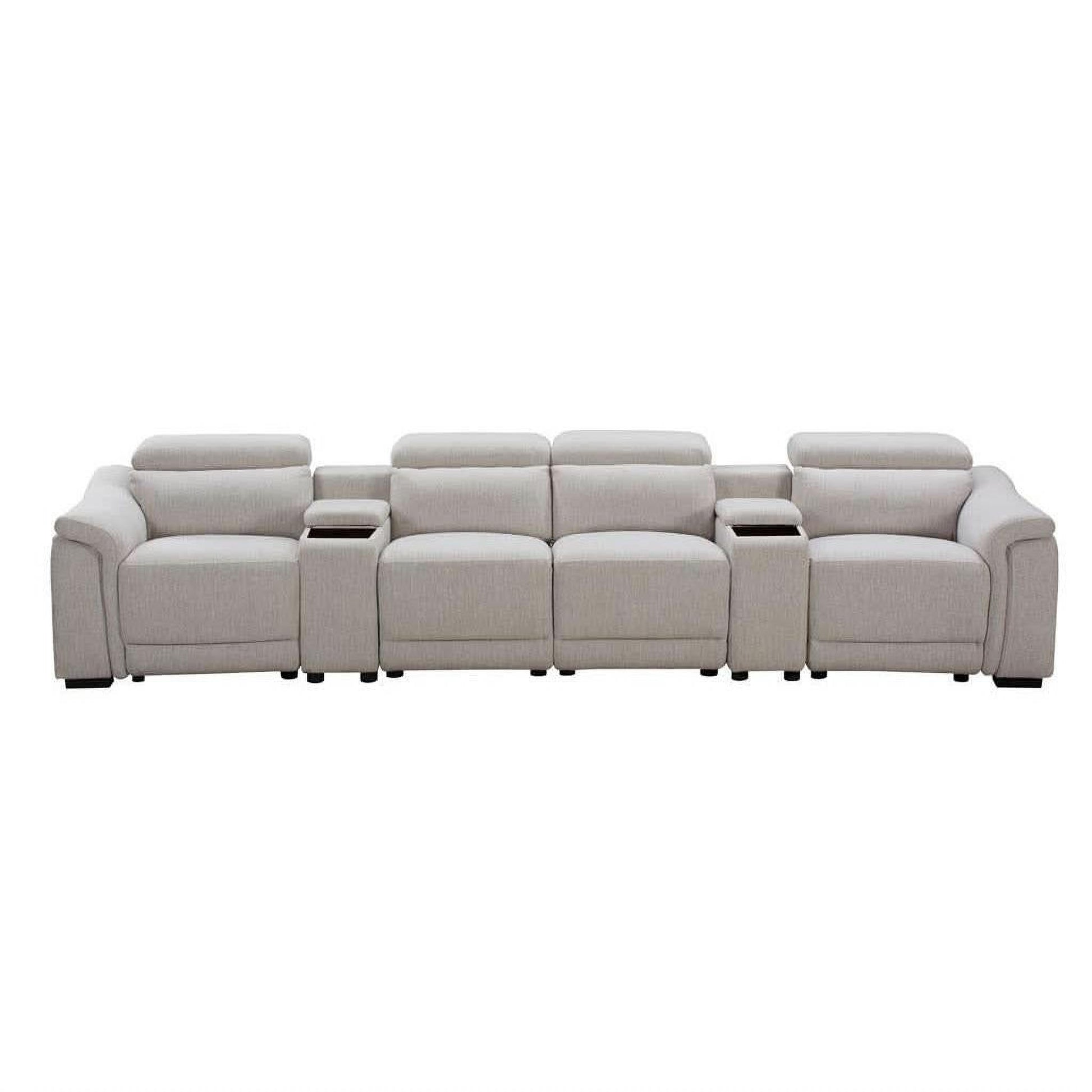 Galleria 4-Seater Home Theatre Sofa in Light Grey - Chocolate Wood