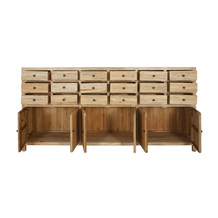 JOELLE 18-DRAWER 6-DOOR FILE CABINET DISTRESSED RUSTIC NATURAL - MyChocolateWood