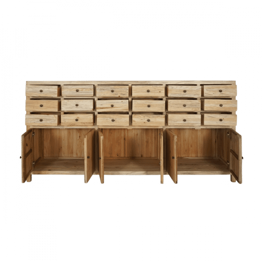 JOELLE 18-DRAWER 6-DOOR FILE CABINET DISTRESSED RUSTIC NATURAL - MyChocolateWood