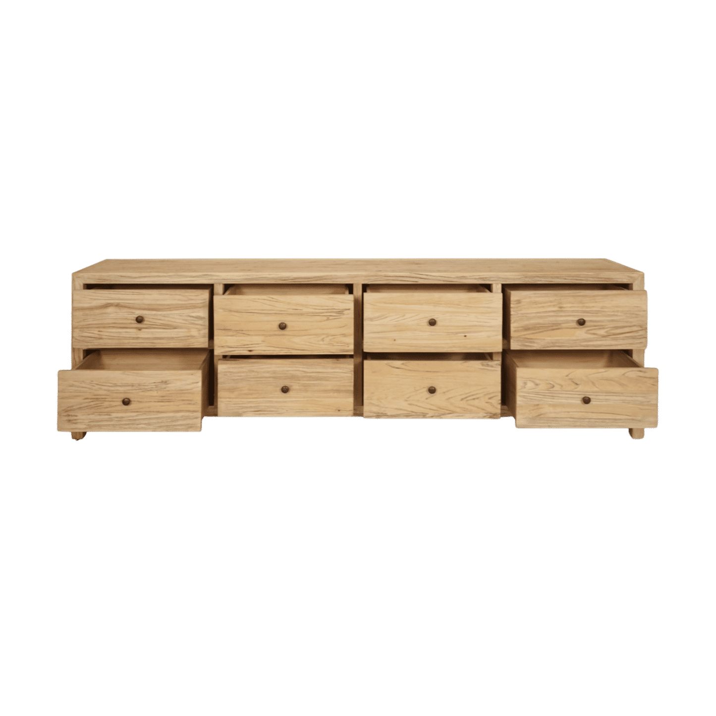 Joelle 8-Drawer Lowboy in Distressed Rustic - Chocolate Wood
