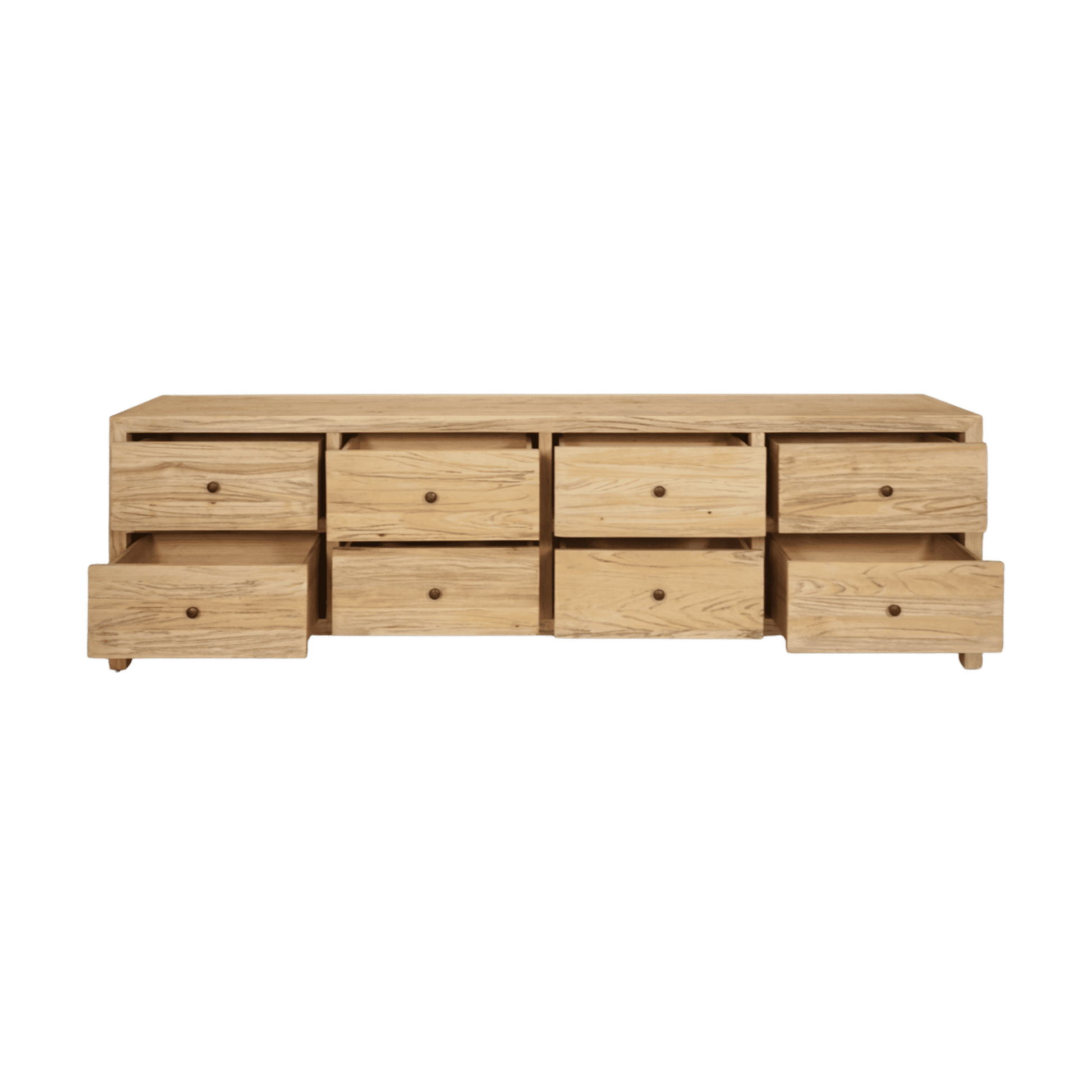 Joelle 8-Drawer Lowboy in Distressed Rustic - Chocolate Wood