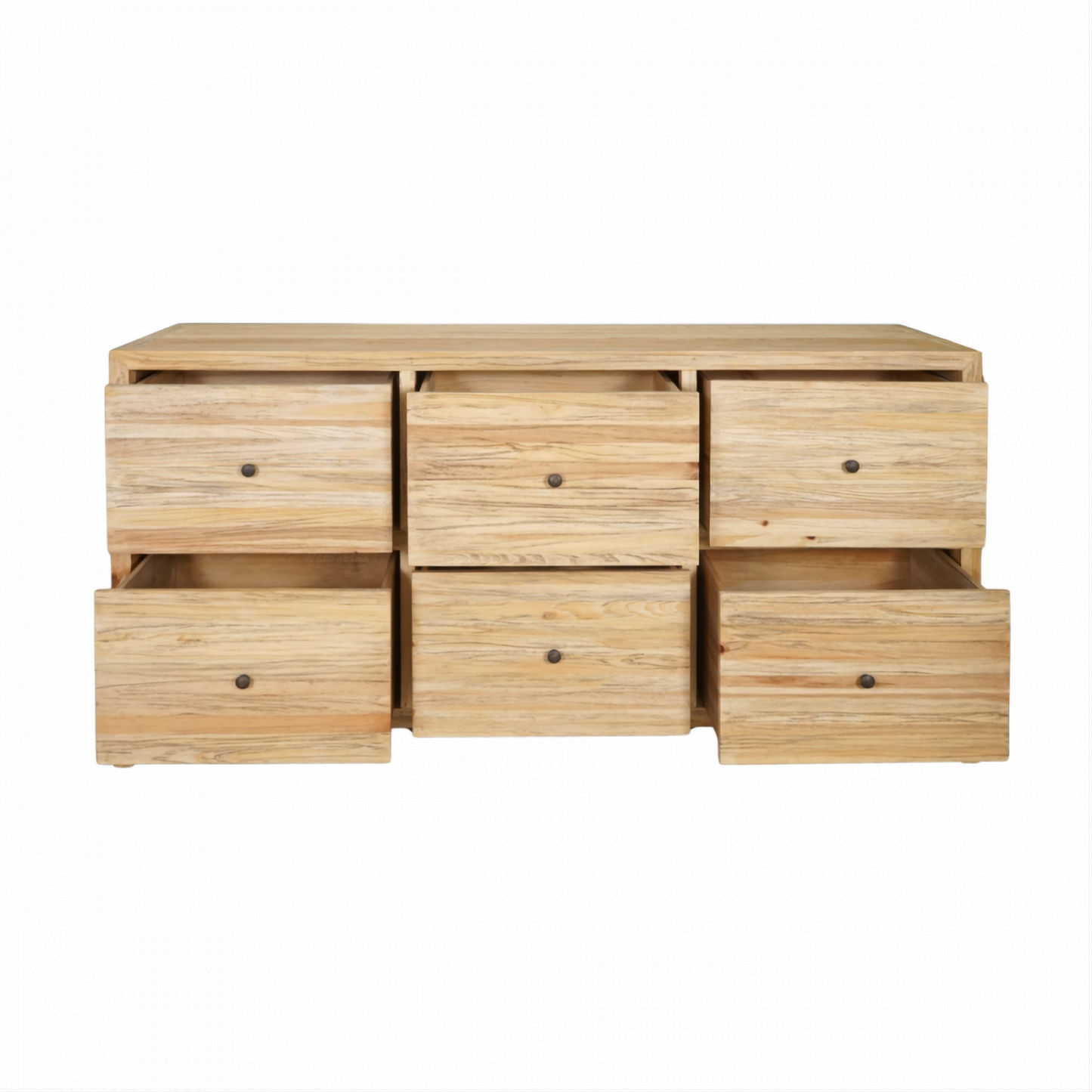 Joelle 6-Drawer Dresser in Distressed Rustic - Chocolate Wood