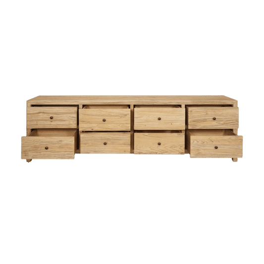 JOELLE 8-DRAWER LOWBOY/DRESSER/CHEST OF 8 DRAWERS DISTRESSED RUSTIC - MyChocolateWood