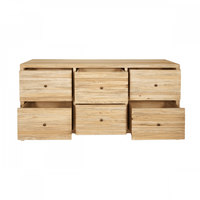 JOELLE 6-DRAWER DRESSER/CHEST OF 6 DRAWERS DISTRESSED RUSTIC - MyChocolateWood