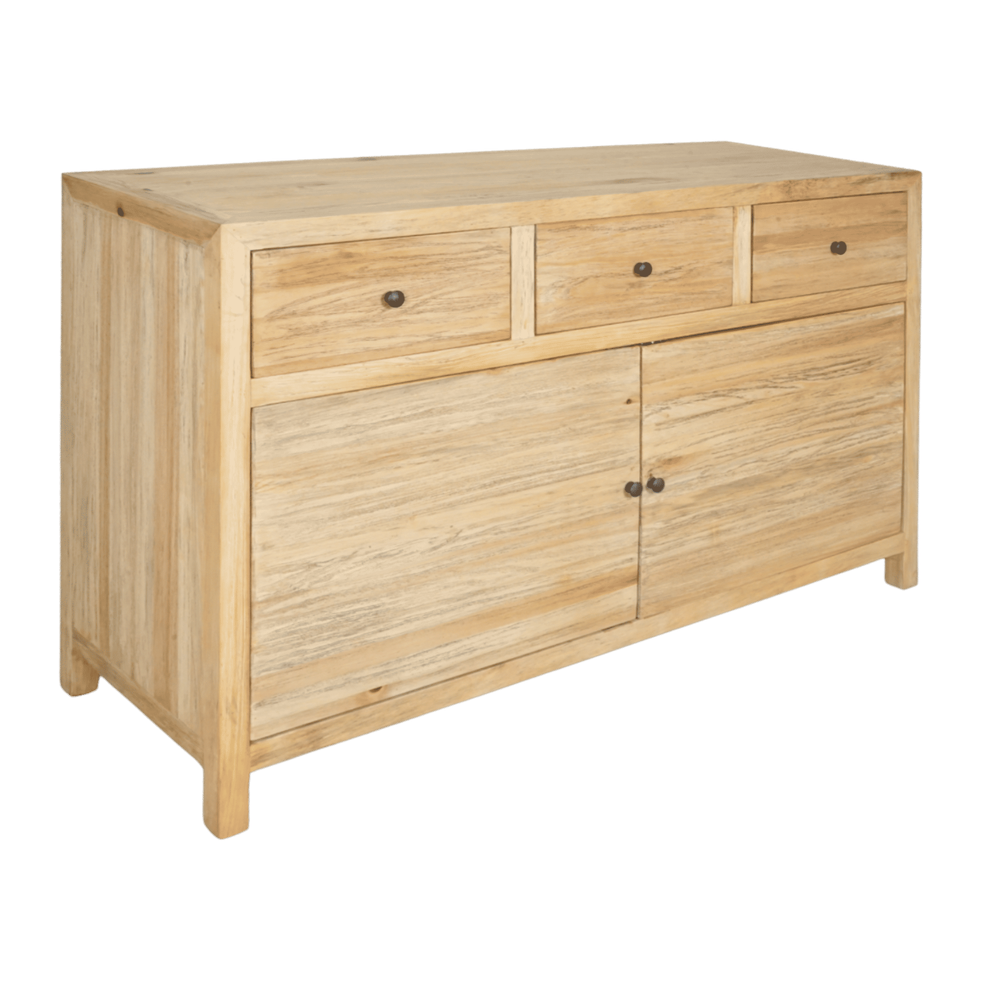 Joelle 3-Drawer 2-Door Buffet in Distressed Rustic - Chocolate Wood