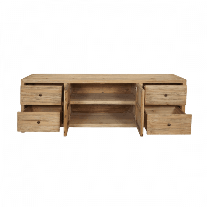 JOELLE 4-DRAWER 2-DOOR CABINET/SIDEBOARD/BUFFET DISTRESSED RUSTIC - MyChocolateWood