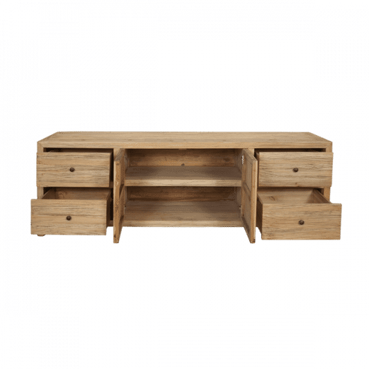 JOELLE 4-DRAWER 2-DOOR CABINET/SIDEBOARD/BUFFET DISTRESSED RUSTIC - MyChocolateWood