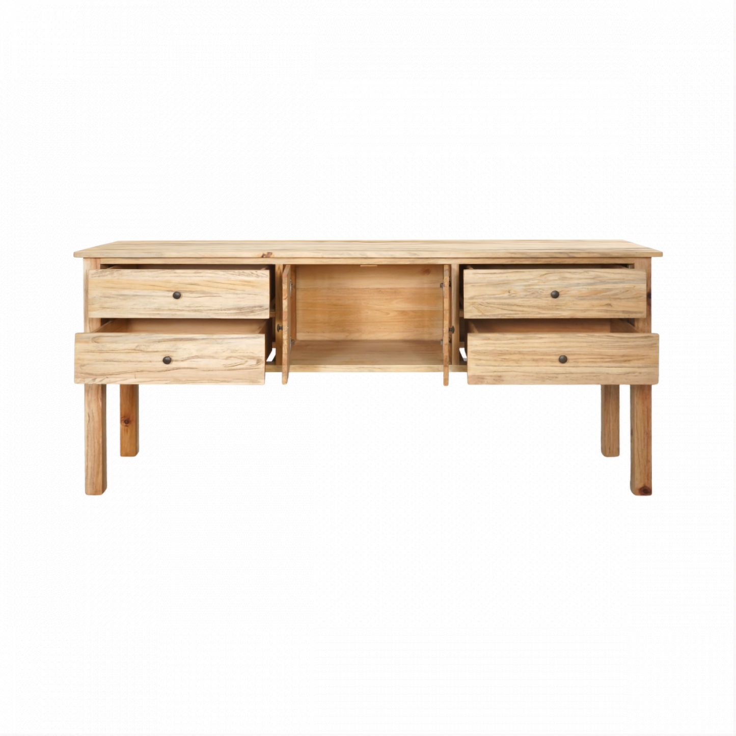 Joelle 4-Drawer 2-Door Buffet in Distressed Rustic - Chocolate Wood