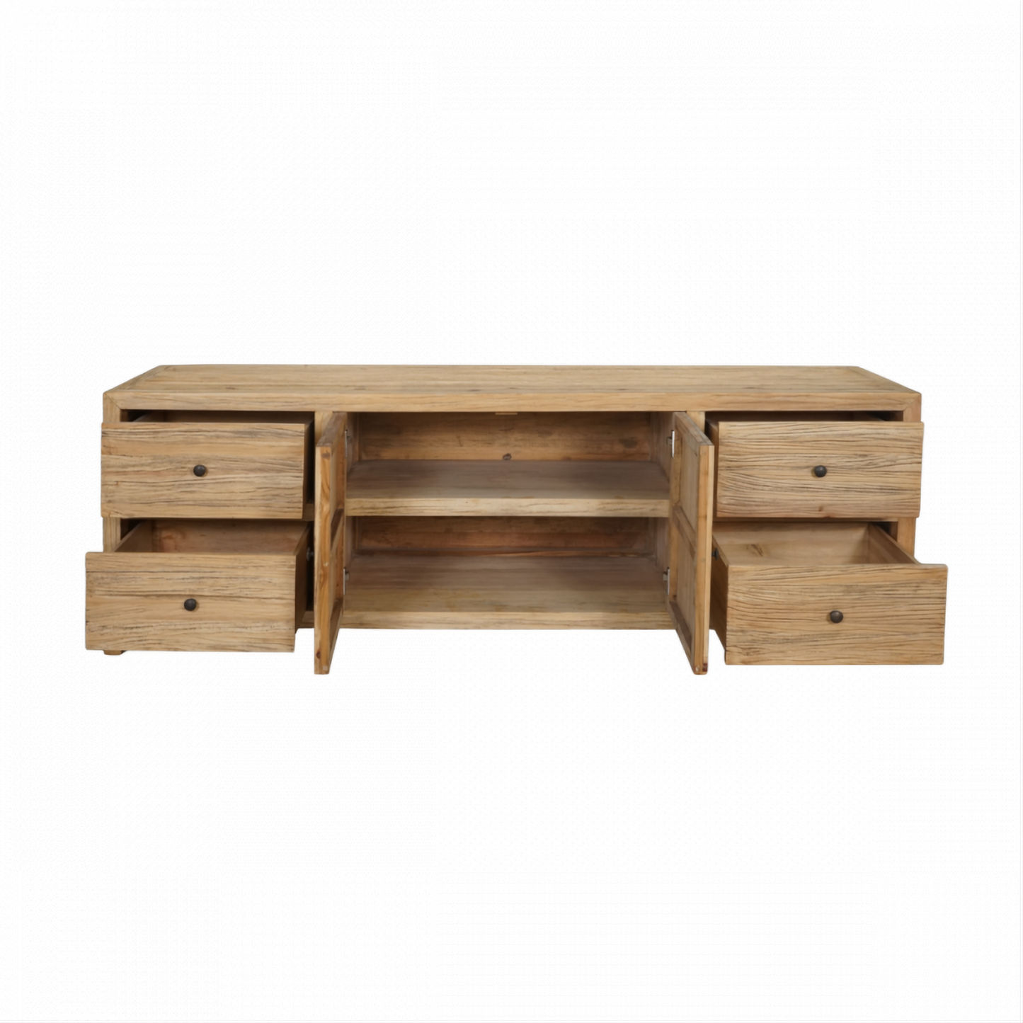 Joelle 4-Drawer 2-Door Cabinet in Distressed Rustic - Chocolate Wood