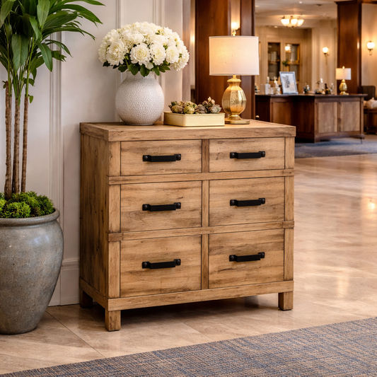 FAIRMONT RECYCLED ELM INDUSTRIAL BUFFET 2 DOORS 2 DRAWERS - MyChocolateWood