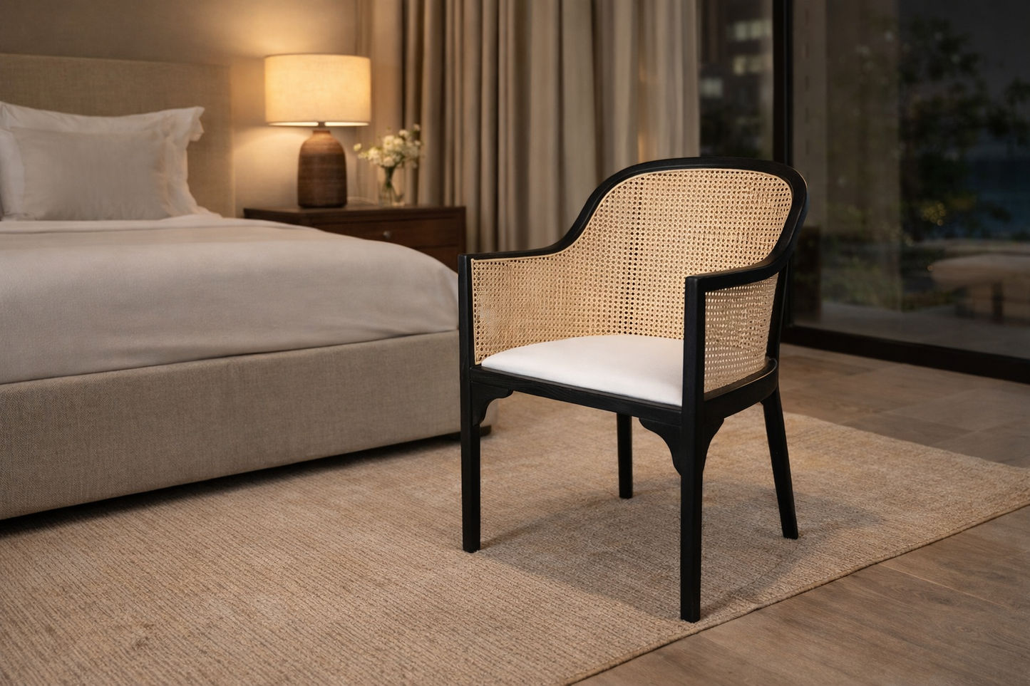 JOSE ELMWOOD HAMPTON STYLE TUB CHAIR IN BLACK - MyChocolateWood