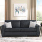 Astor 3-Seater Chenille Sofa Bed in Slate - Chocolate Wood