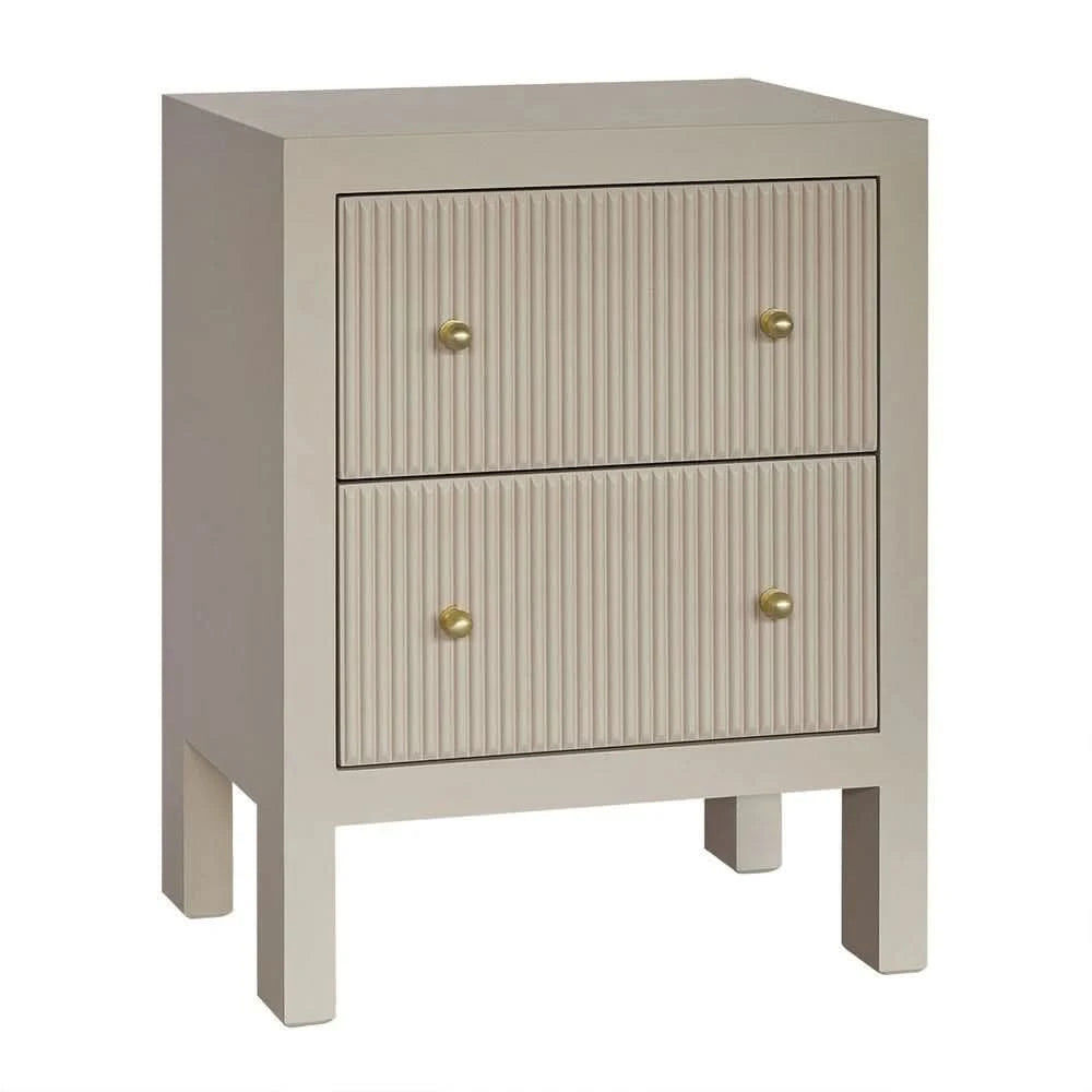 JAYLA SMALL BEIGE  2-DRAWER BEDSIDE TABLE - MyChocolateWood