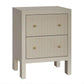 Jayla Small 2-Drawer Bedside Table in Beige - Chocolate Wood