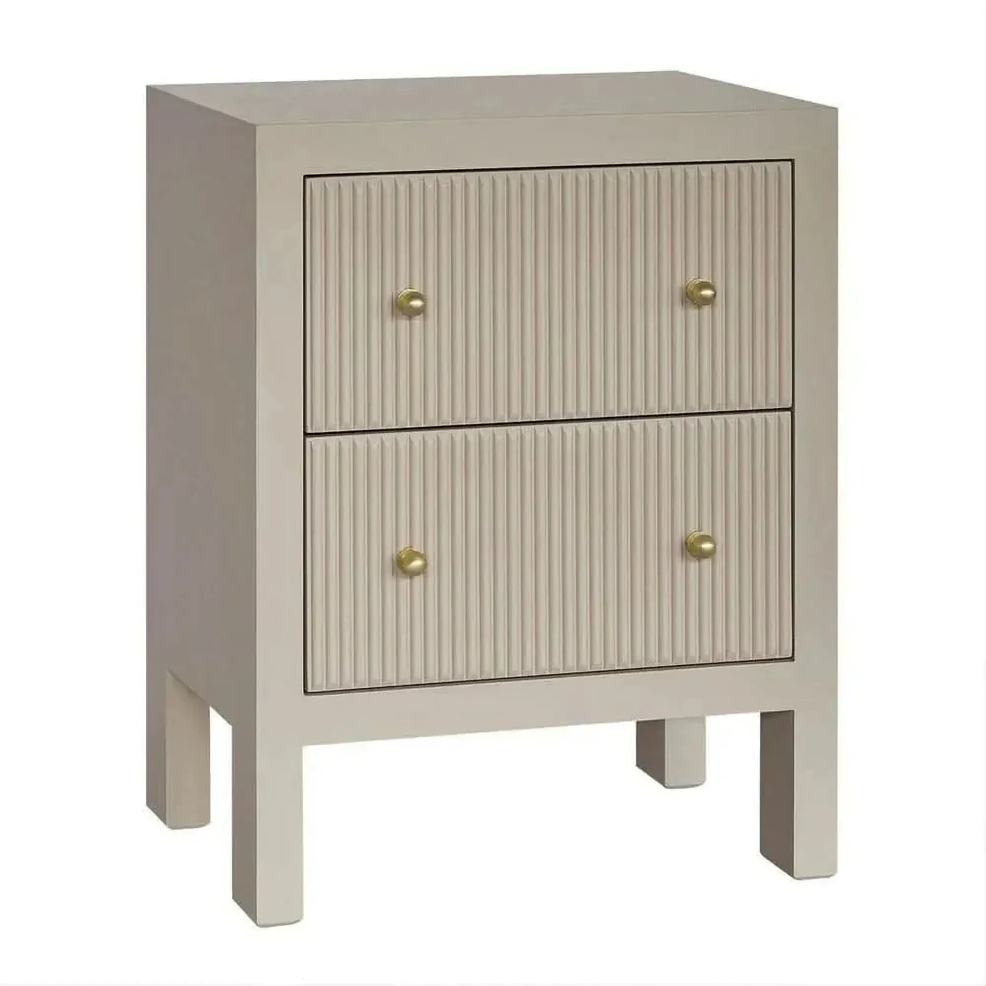 Jayla Small 2-Drawer Bedside Table in Beige - Chocolate Wood