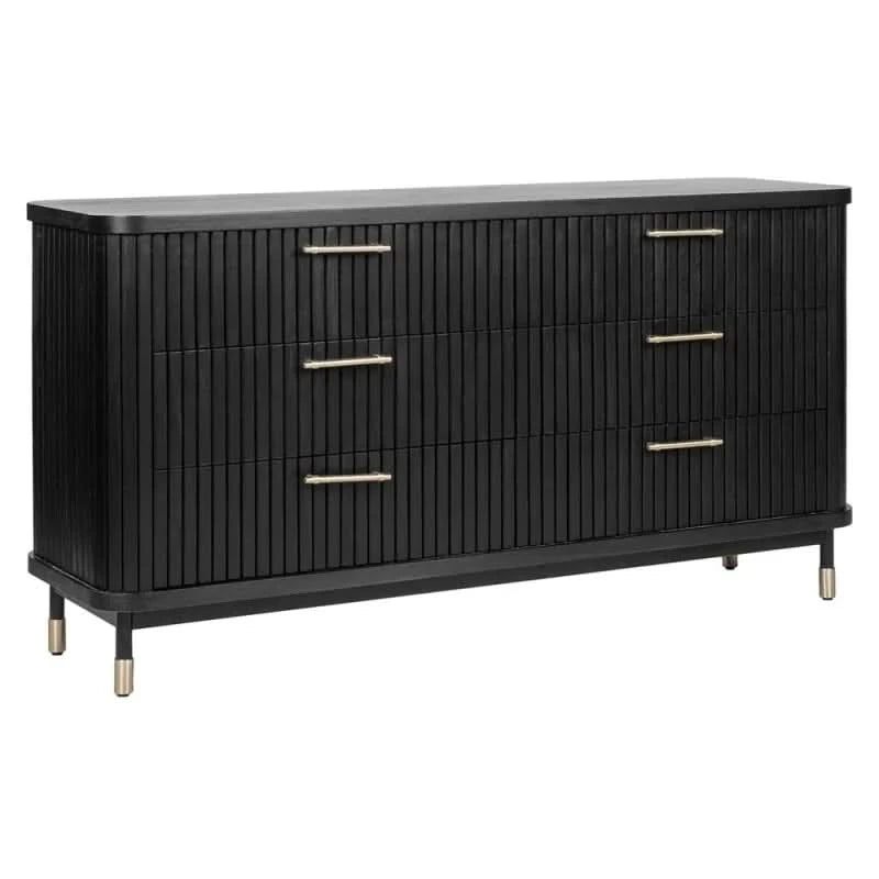 PEMBROKE OAK TIMBER 6-DRAWER CHEST OF DRAWERS  BLACK - MyChocolateWood