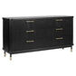 Pembroke Oak 6-Drawer Dresser in Black - Chocolate Wood