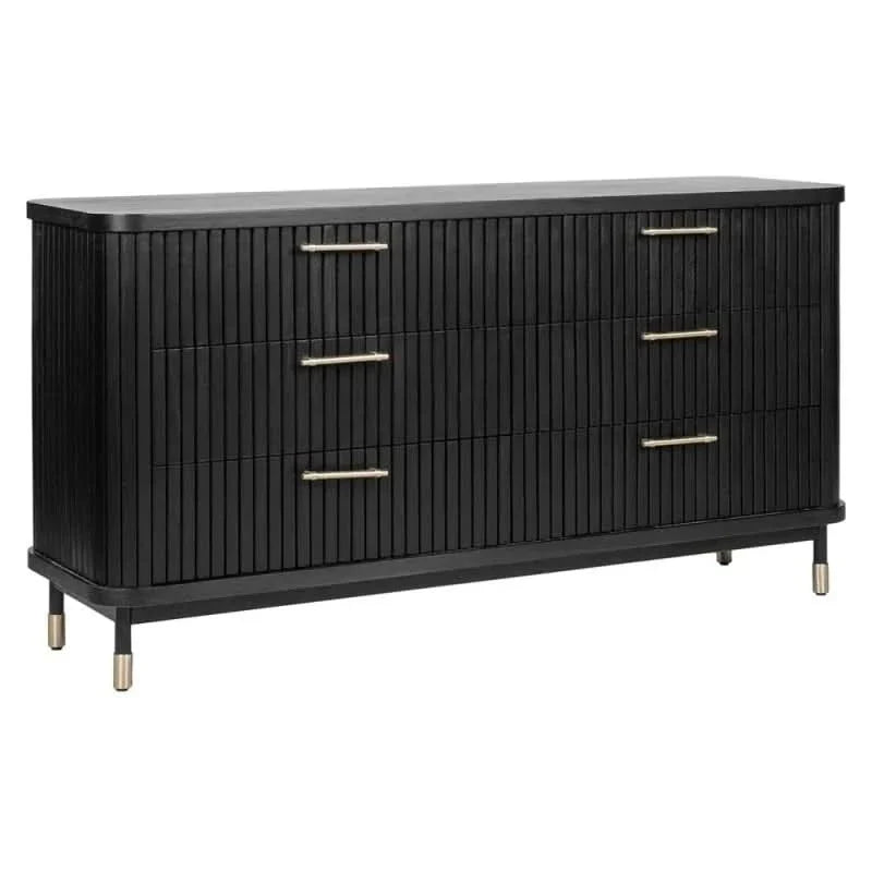 Pembroke Oak 6-Drawer Dresser in Black - Chocolate Wood