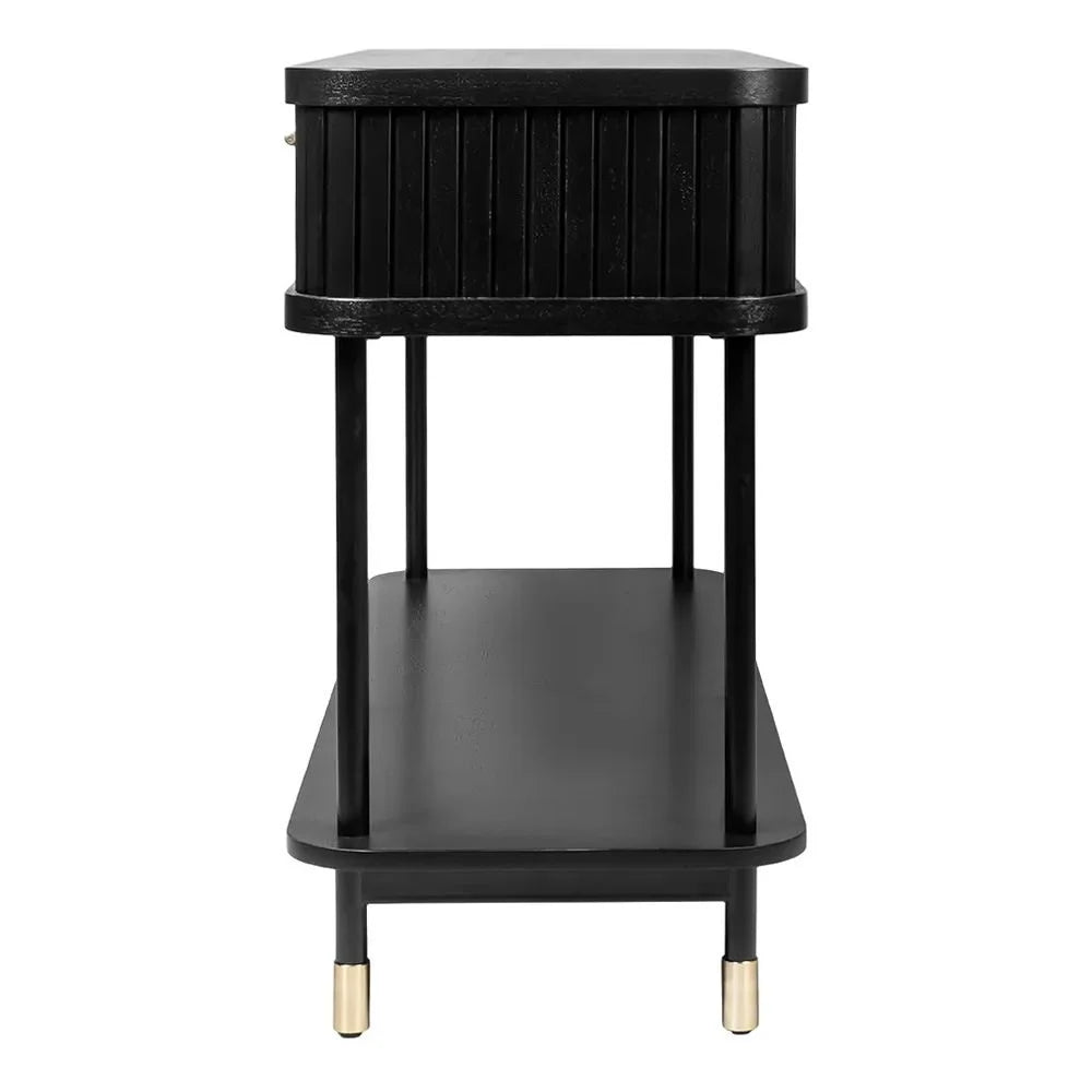 PEMBROKE OAK TIMBER 2-DRAWER CONSOLE TABLE HALL TABLE BLACK - MyChocolateWood