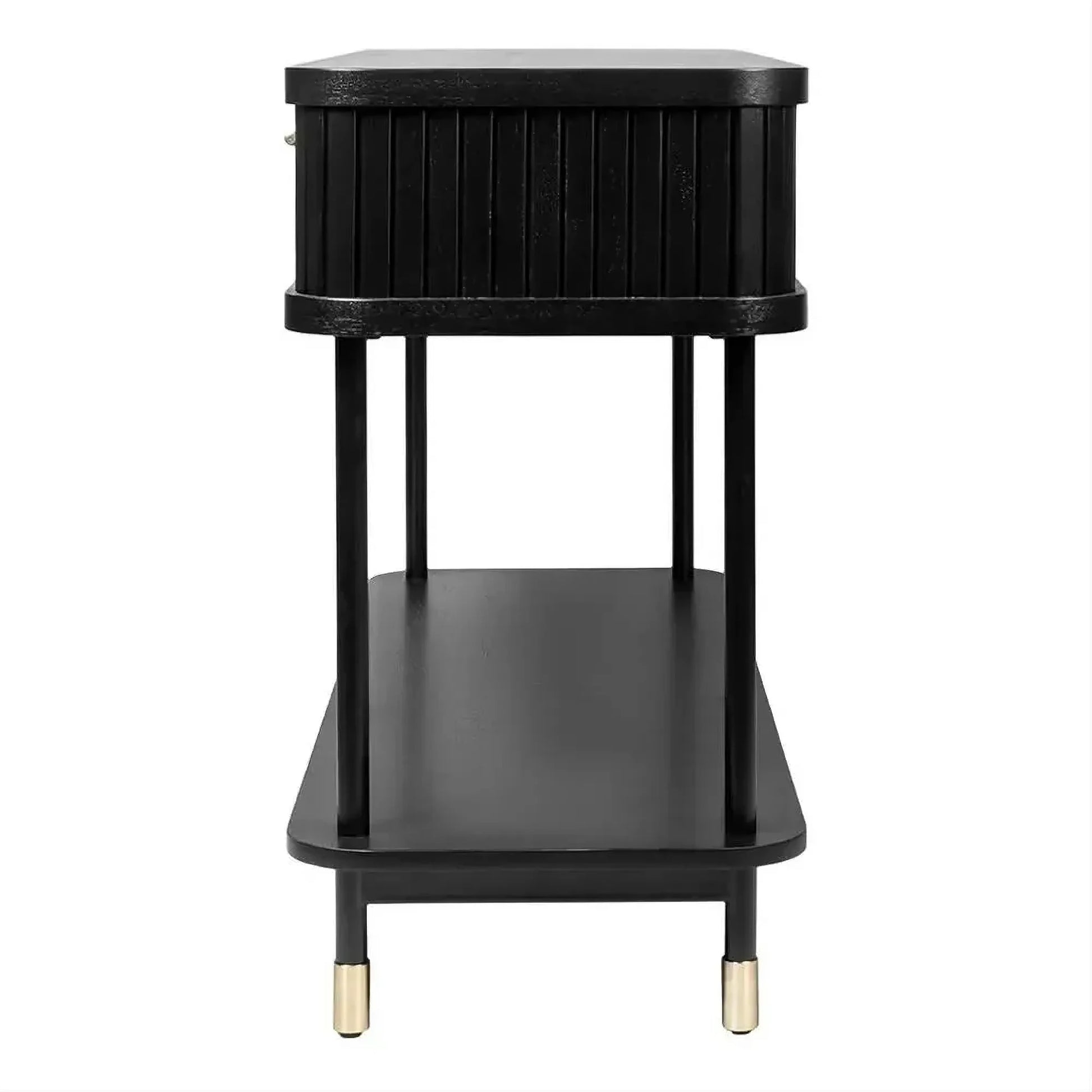 Pembroke Oak 2-Drawer Console Table in Black - Chocolate Wood
