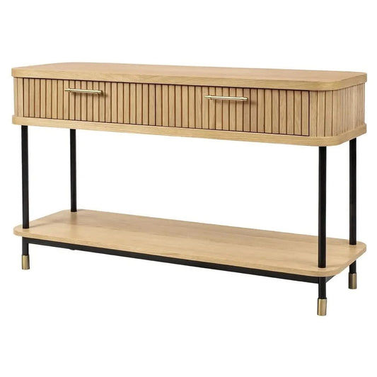 PEMBROKE OAK TIMBER 2-DRAWER CONSOLE TABLE HALL TABLE NATURAL - MyChocolateWood