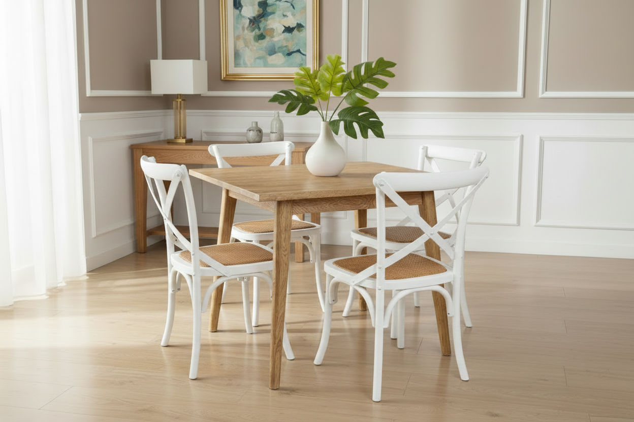 FITAN SOLID OAK SQUARE (90X90CM) DINING TABLE NATURAL - MyChocolateWood