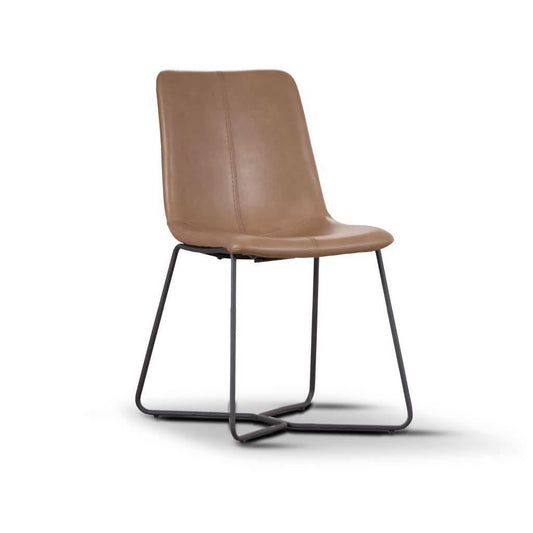 Brown Stanton PU dining chair with metal legs, stylish and modern seating from MyChocolateWood.