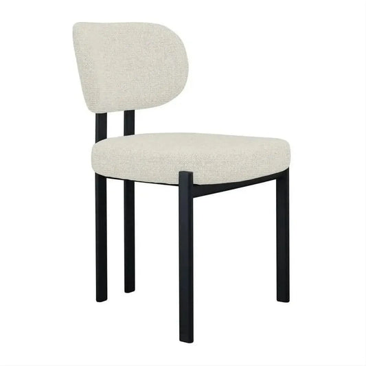 KILBRIN NATURAL CHENILLE/BLACK METAL DINING CHAIR - MyChocolateWood