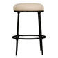 Soren Kitchen Stool with black frame and natural linen top detail