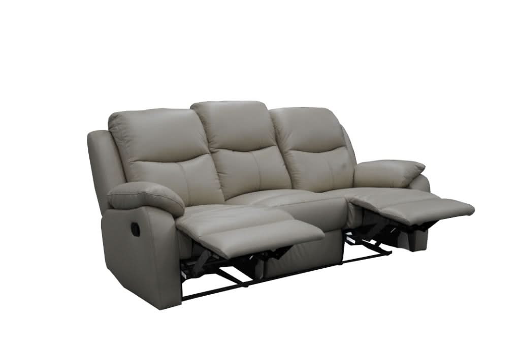 LANCEY PREMIUM LEATHER 3 SEATER RECLINER SOFA + 2-SINGLE MANUAL RECLINER ARMCHAIRS WHEAT - MyChocolateWood