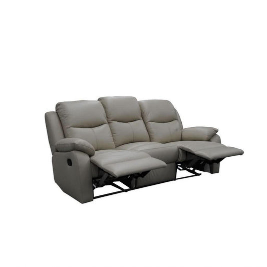 LANCEY PREMIUM LEATHER 3 SEATER RECLINER SOFA + 2-SINGLE MANUAL RECLINER ARMCHAIRS WHEAT - MyChocolateWood