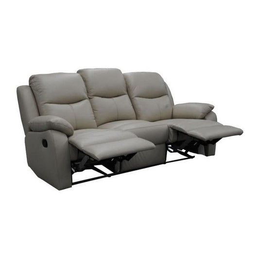 LANCEY PREMIUM LEATHER 3 SEATER RECLINER SOFA + 2-SINGLE MANUAL RECLINER ARMCHAIRS WHEAT