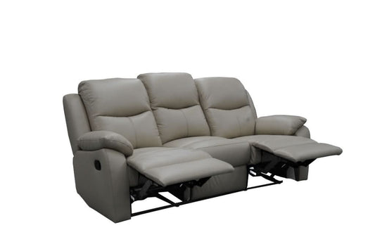LANCEY PREMIUM LEATHER 3 SEATER RECLINER SOFA + 2-SINGLE MANUAL RECLINER  ARMCHAIRS WHEAT - MyChocolateWood