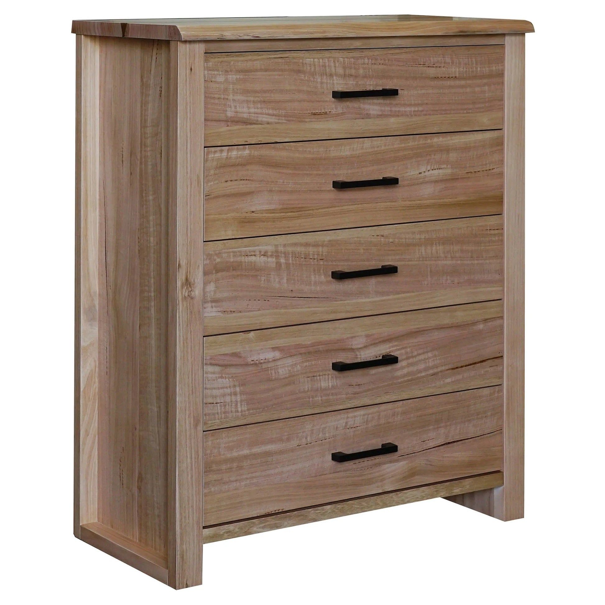 COLHAM MESSMATE TIMBER 5 DRAWER TALLBOY/CHEST OF 5 DRAWERS NATURAL - MyChocolateWood