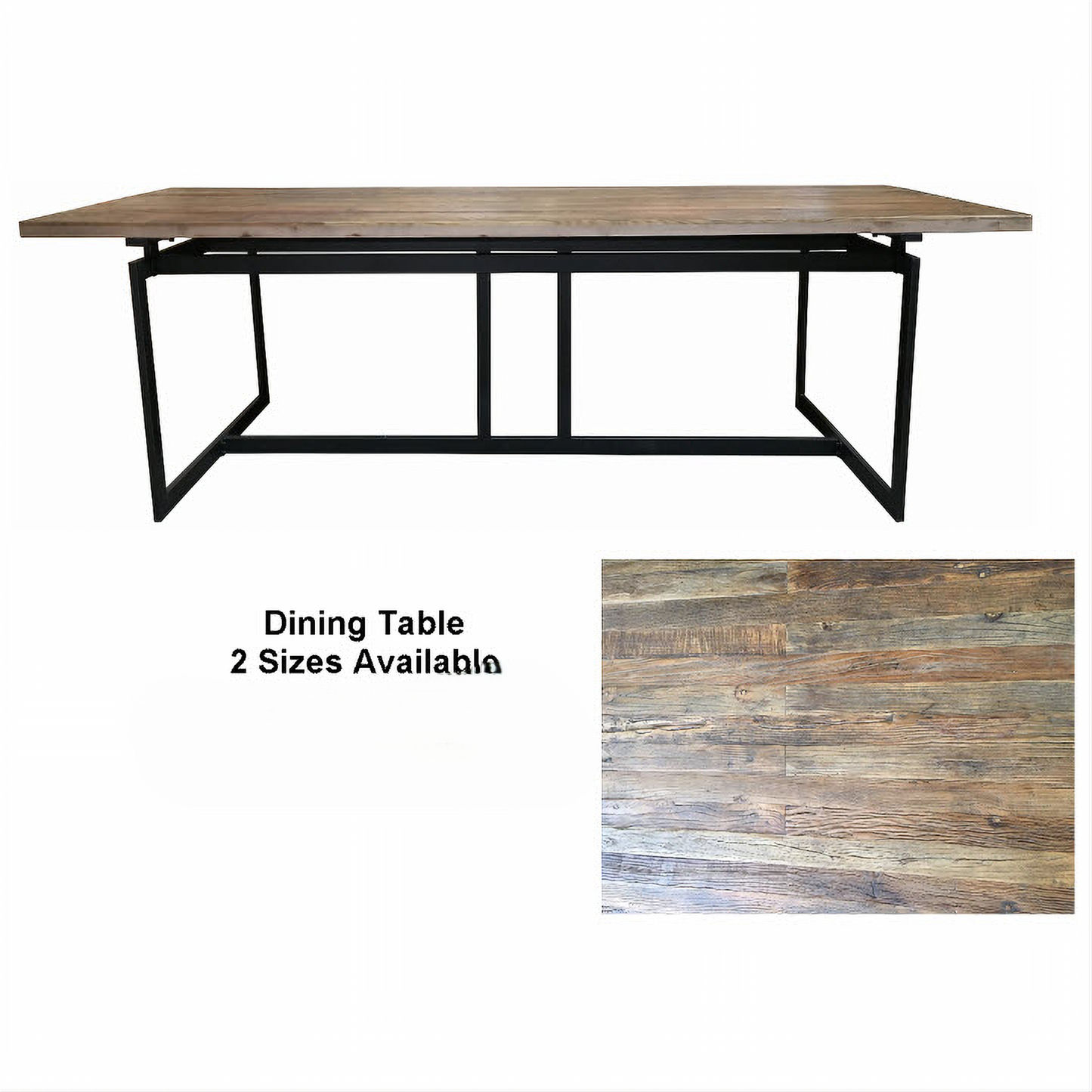Jespie Recycled Elm & Iron Dining Table 240cm - Chocolate Wood