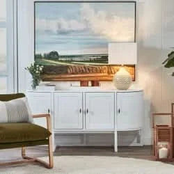 ENNIS 4 DOOR OAK & OAK VENEER BUFFET/SIDEBOARD WHITE - MyChocolateWood