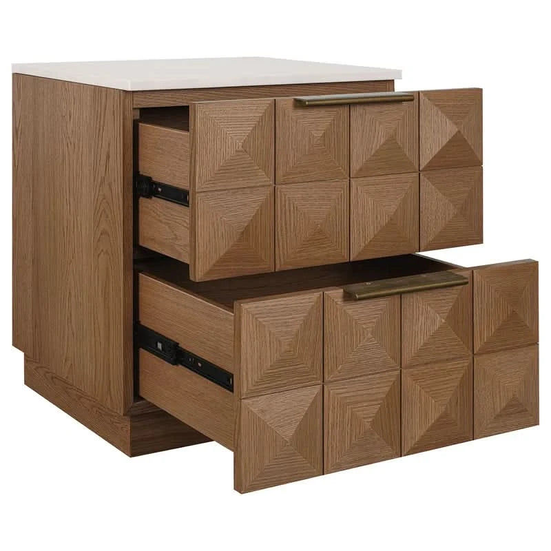 HAMPSHIRE TRAVERTINE/ WALNUT 2-DRAWER BEDSIDE TABLE - MyChocolateWood