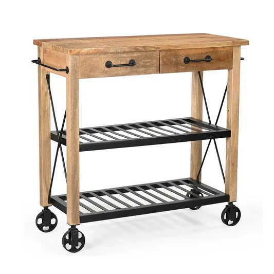 MEDGAR RECYCLED BUTLERS TROLLEY ON WHEELS - MyChocolateWood