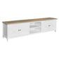 CHRISTA HAMPTON SOLID ACACIA LARGE 4-DOOR 2 NICHE TV UNIT LIGHT OAK TOP/WHITE BASE 210CM - MyChocolateWood