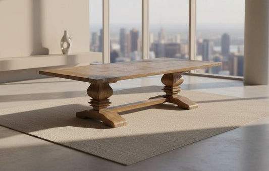 KENSIT RECYCLED ELM HAMPTON RUSTIC COFFEE TABLE PARQUETRY TOP 140CM - MyChocolateWood