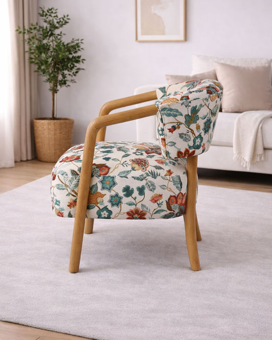 THALIA FLORAL ARMCHAIR LOUNGE CHAIR ACCENT CHAIR - MyChocolateWood