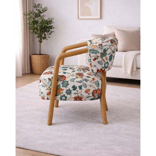 THALIA FLORAL ARMCHAIR LOUNGE CHAIR ACCENT CHAIR - MyChocolateWood