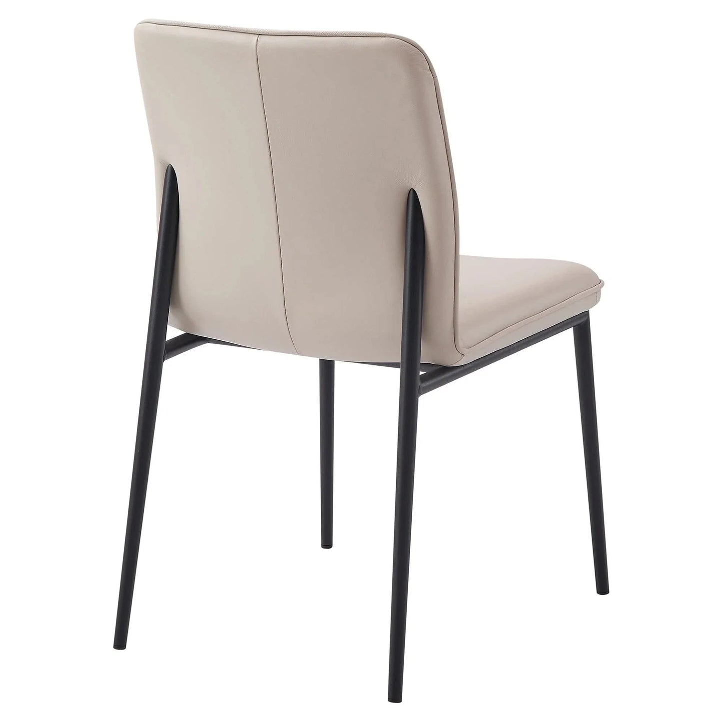 Bolzano Leather & Metal Dining Chair in Wheat & Black - Chocolate Wood