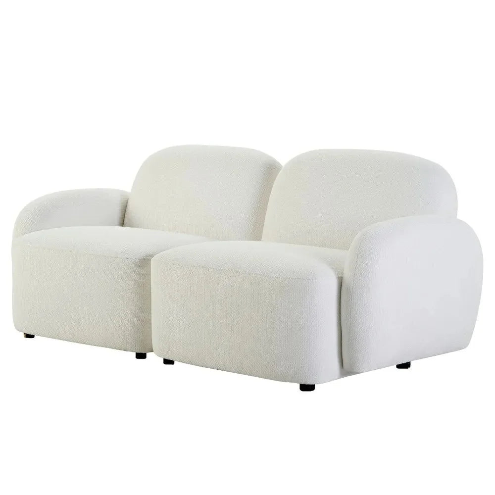 LORELEI 2-SEATER MODULAR CHENILLE SOFA WHITE COLOUR - MyChocolateWood