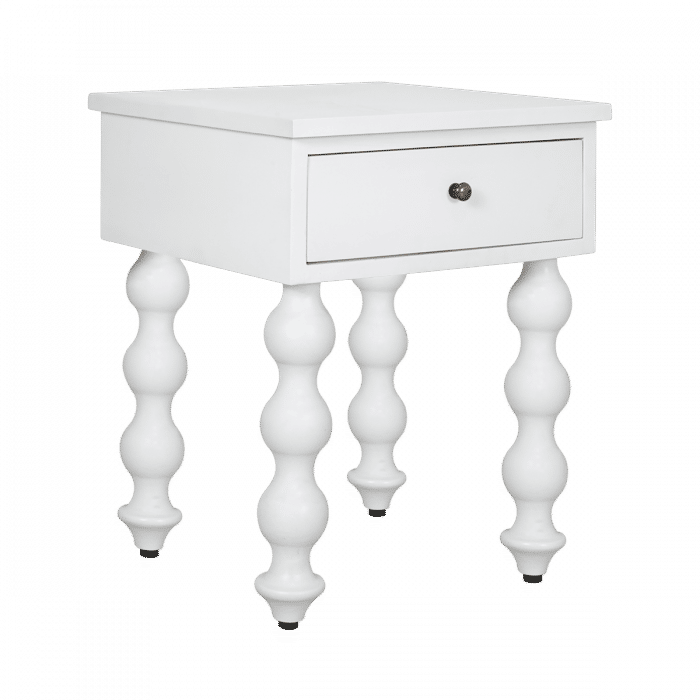 CAROLYN MINDI WOOD 1-DRAWER BEDSIDE TABLE WHITE - MyChocolateWood